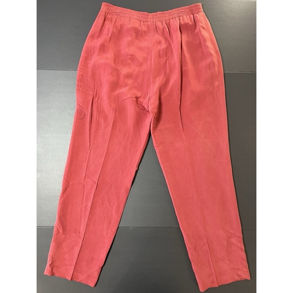 Valerie Steven's Pure Silk Pant Suit Size 8 Burgundy Lagenlook Business Preppy - Picture 7 of 14